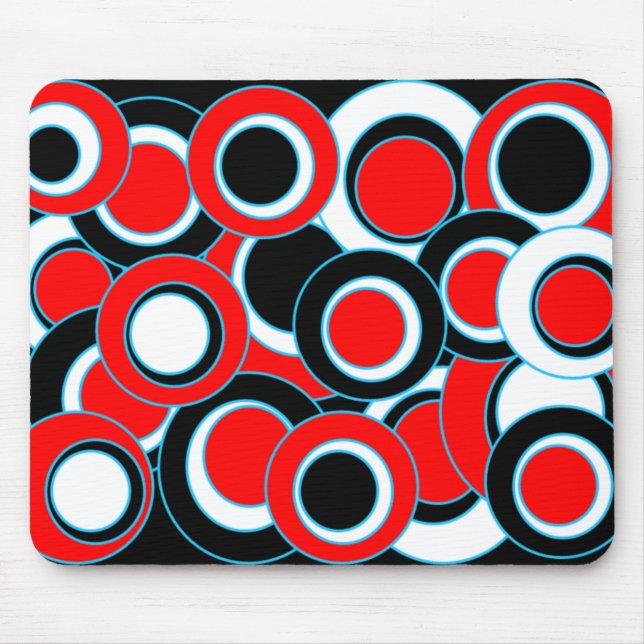 Rotschwarz-Weiß-Mod-Circles Mousepad (Vorne)