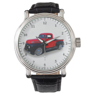 rotschwarze Lastwagen-Uhr Armbanduhr
