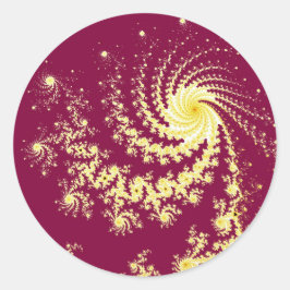 Rotschwingenmuster aus Mandelbrot-Fraktal Runder Aufkleber