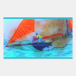 Rotseeschlittenaufkleber Rechteckiger Aufkleber