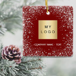 Rotsilber-Glitzer-Glitzern-Firmenlogo Keramikornament<br><div class="desc">Ein klassisch roter Hintergrund,  mit Imitaten verziert silbernen Glitzer,  Glitzern. Personalisieren und fügen Sie Ihr Unternehmen,  Firmenlogo und einen Text. Wenn Sie es ohne Text gewollt haben,  löschen Sie mit der Backspace-Taste.</div>