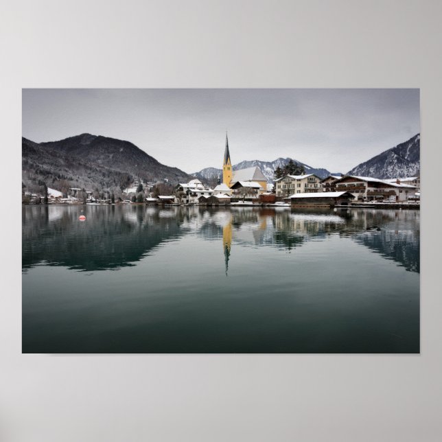 Rottach-Egern im Tegernsee, Bayern im Winter Poster (Vorne)