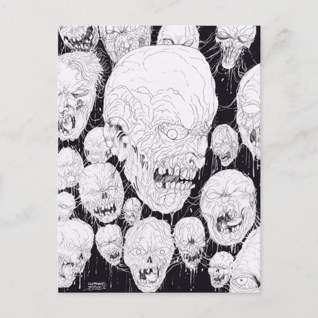 Rotten Ugly Zombies Heads Postkarte (Vorderseite)