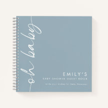 Rotter Text Dusty Blue Oh Baby Shower Gästebuch