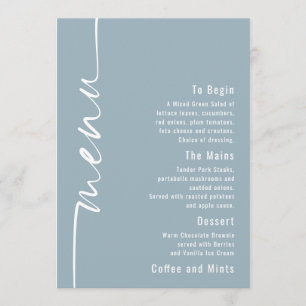 Rotter Text Dusty Blue Wedding Menu Card Einladung