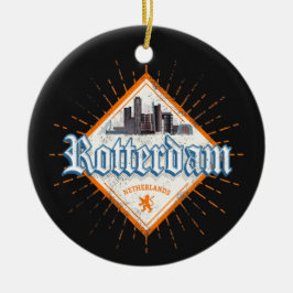 Rotterdam City Netherlands Skyline Vintag Keramik Ornament
