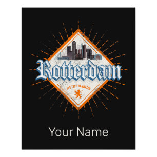 Rotterdam City Netherlands Skyline Vintag Poster