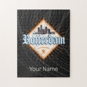 Rotterdam City Netherlands Skyline Vintag Puzzle