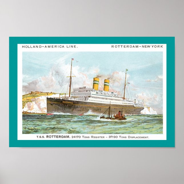 Rotterdam der Holland America Line von 1908 Poster (Vorne)