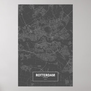 Rotterdam, die Niederlande (weiß auf Schwarzem) Poster