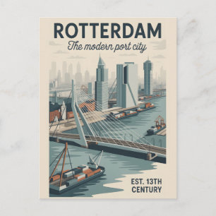 Rotterdam Niederlande Retro-Silhouette Reise Postkarte