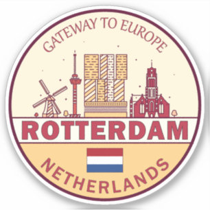 Rotterdam Niederlande Skyline Emblem Aufkleber