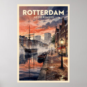 Rotterdam Niederlande Vintage Reise Poster