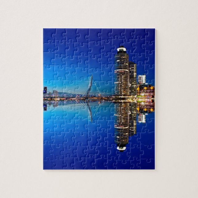 Rotterdam Night Skyline Puzzle (Vertikal)