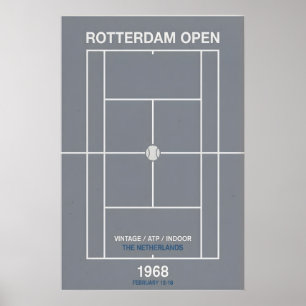 Rotterdam Open Wandkunst Vintage-Tennis-Grafik Poster