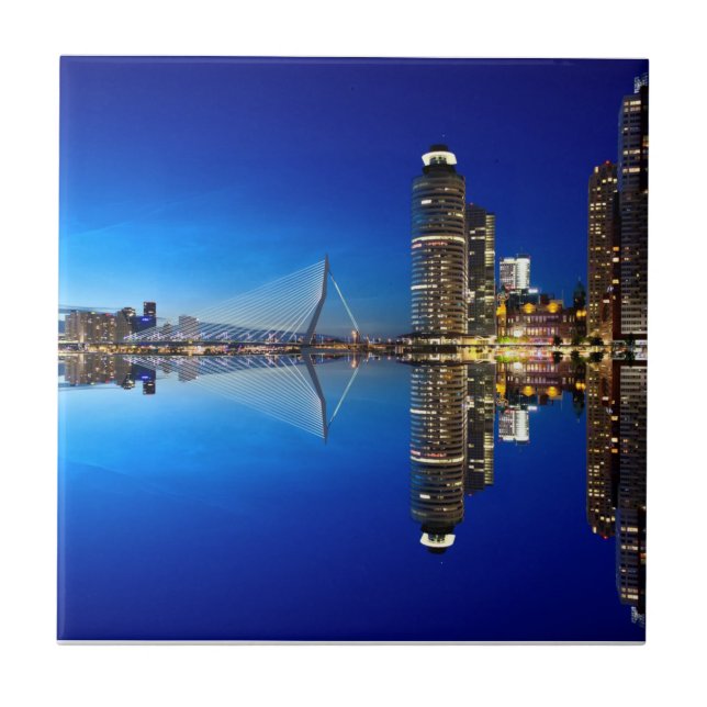 Rotterdam Skyline Cityscape Fliese (Vorderseite)
