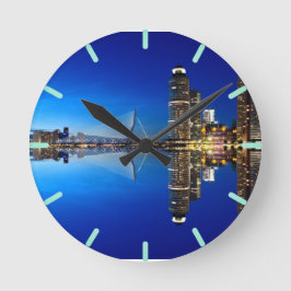 Rotterdam Skyline Cityscape Runde Wanduhr