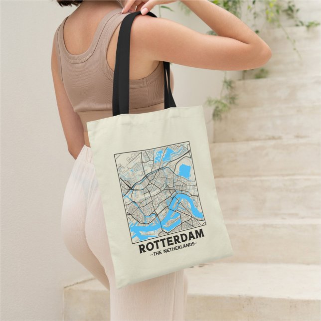 Rotterdam, The Netherlands, City Map Tote Bag Tragetasche (Von Creator hochgeladen)