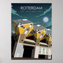 Rotterdam Vintag Minimal Dutch Travel Poster