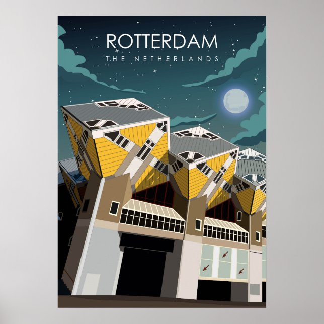 Rotterdam Vintag Minimal Dutch Travel Poster (Vorne)