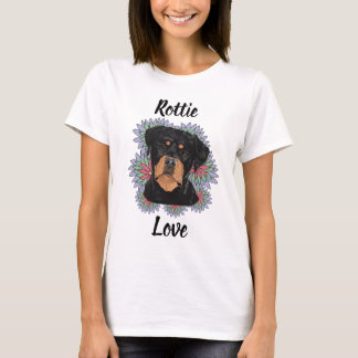 Rottie Liebes-T-Shirt – Whimsical Rottweiler Kunst T-Shirt