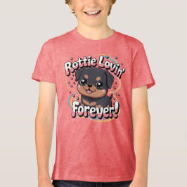 Rottie Lovin’ Forever - Kawaii Chibi Rottweiler Tri-Blend Shirt