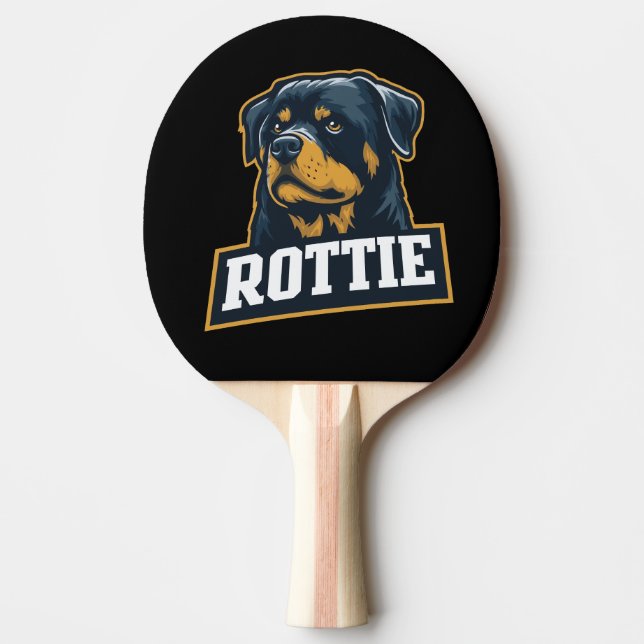 Rottie – Starkes Rottweiler Portrait Tischtennis Schläger (Vorderseite)