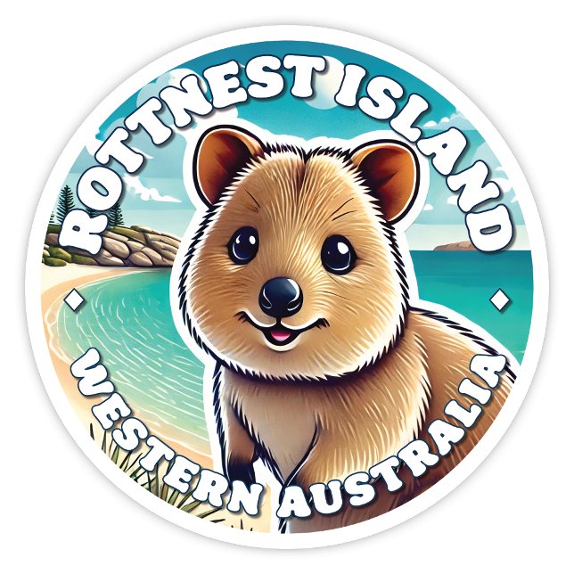 Rottnest Island, Western Australien Quokka Sticker (Rottnest Island Western Australia round Quokka sticker)