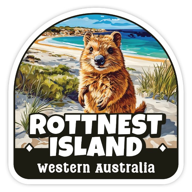Rottnest Island, Western Australien Sticker (Rottnest Island Western Australia Quokka arch shaped destination sticker)