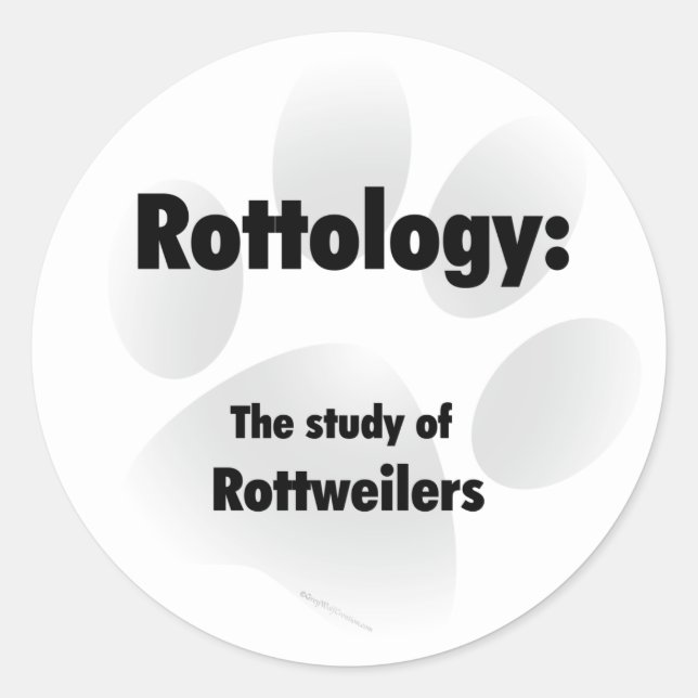 Rottology; Study of Rottweilers, Rottweiler, Rott Runder Aufkleber (Vorderseite)