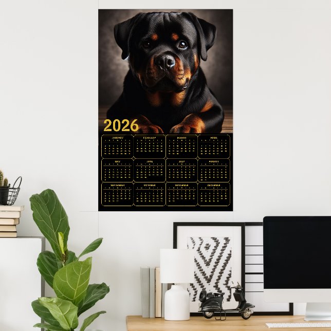 Rottweiler 2026 Kalender  Poster (Heimbüro)