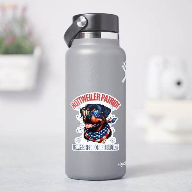 Rottweiler 4. Juli American Flag Brille Aufkleber (HydroFlask)