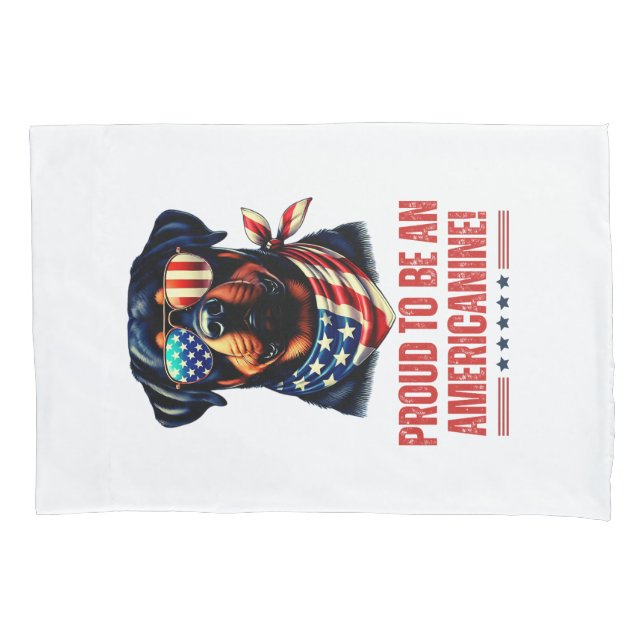 Rottweiler 4. Juli American Flag Brille Kissenbezug (Vorderseite)