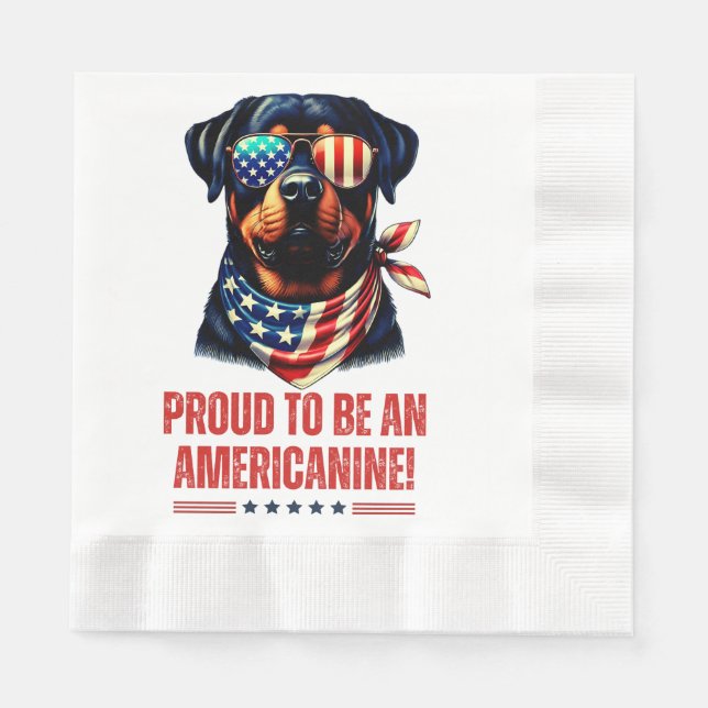 Rottweiler 4. Juli American Flag Brille Serviette (Vorderseite)