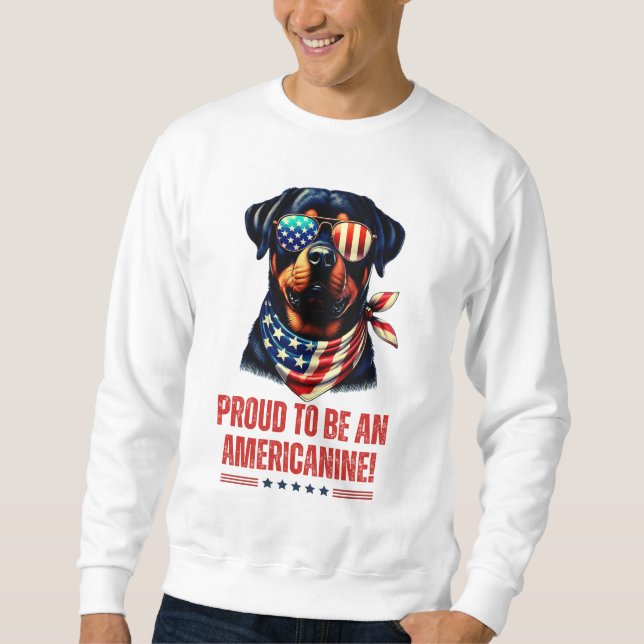 Rottweiler 4. Juli American Flag Brille Sweatshirt (Vorderseite)