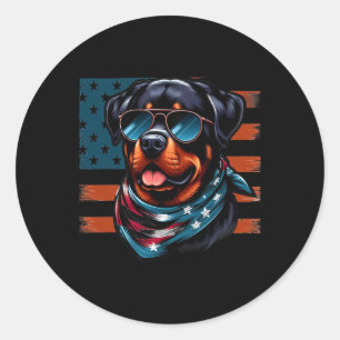Rottweiler 4. Juli American Flag Gles Bleibe Coo Runder Aufkleber