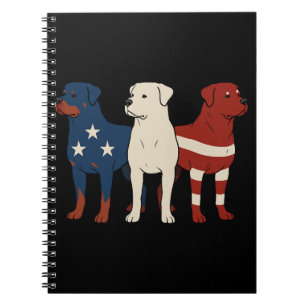 Rottweiler 4. Juli Hund Lover Men USA Flag Notizblock