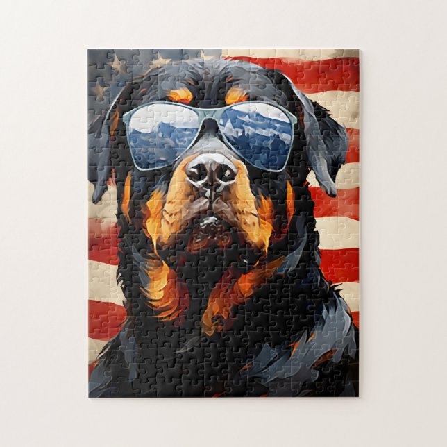Rottweiler 4. Juli Unabhängigkeitstag Puzzle (Vertikal)