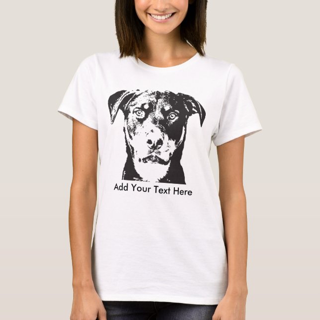 Rottweiler addieren Ihren Text T-Shirt (Vorderseite)