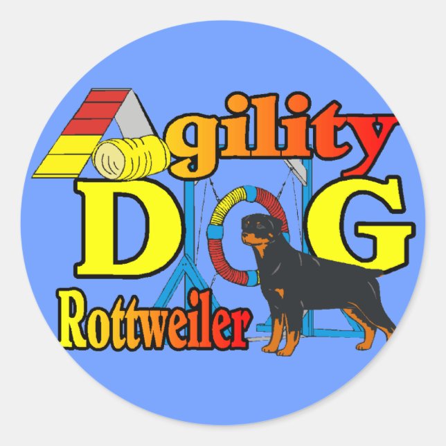 Rottweiler Agility Gips Runder Aufkleber (Vorderseite)