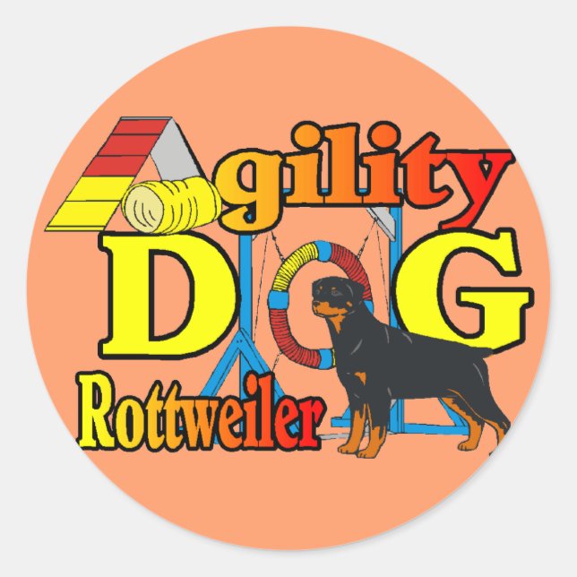 Rottweiler Agility Gips Runder Aufkleber (Vorderseite)