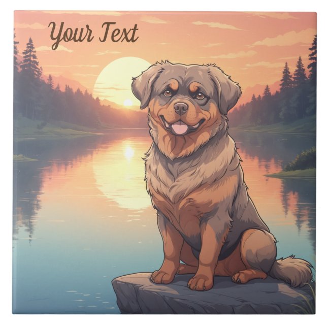 Rottweiler am See Fliese (Vorderseite)