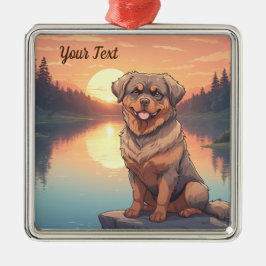 Rottweiler am See Ornament Aus Metall