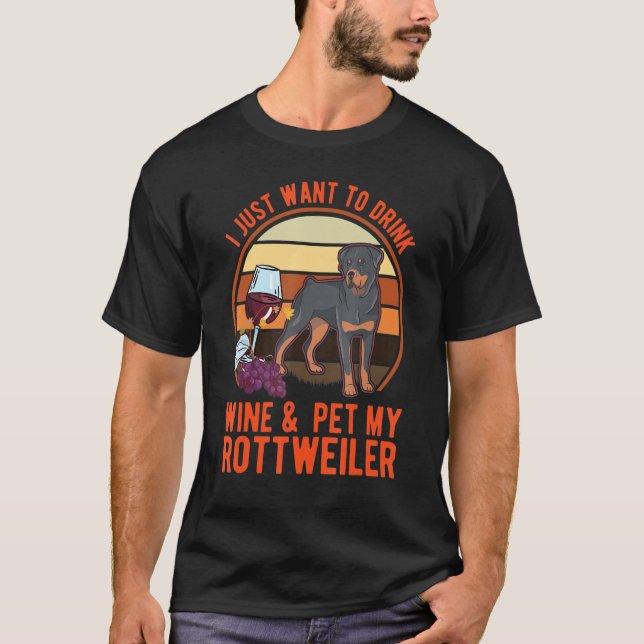Rottweiler And Wine Rotti Rottweiler 1 T-Shirt (Vorderseite)