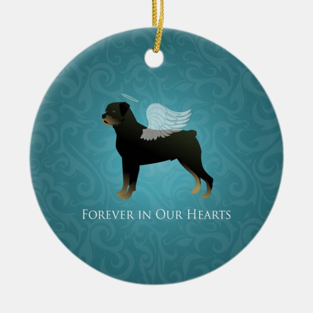 Rottweiler Angel - Entwurf eines Pet-Memorial Keramik Ornament (Vorne)