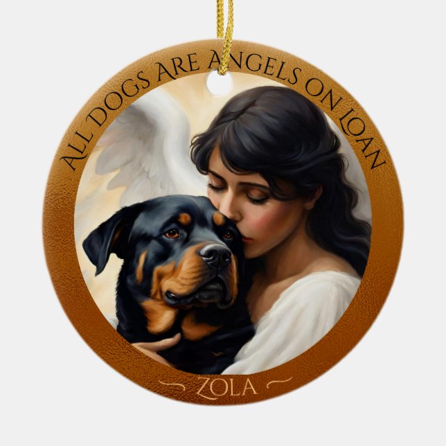 Rottweiler Angel Personalisiert Memorial Keramik Ornament (Vorne)