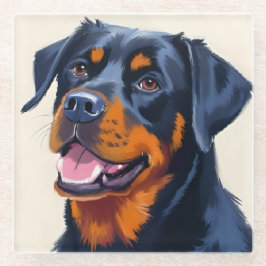 Rottweiler | Aquarell-Haustiermalerei Glasuntersetzer