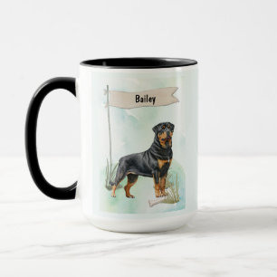 Rottweiler Aquarell personalisierter Hund Tasse