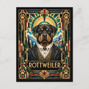 Rottweiler, Art Deco Hund Postkarte