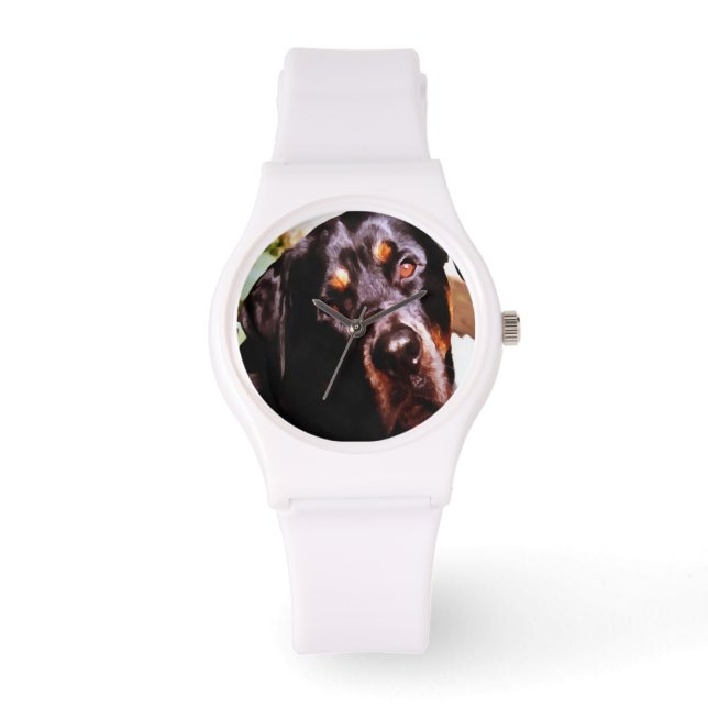 Rottweiler Artistic Pet Portait Armbanduhr (Vorderseite)